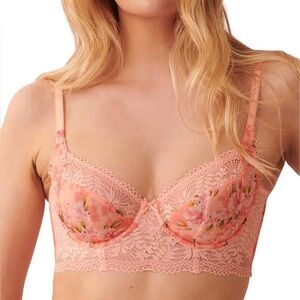 La vie en rose Unlined Full Coverage Bra Peach Floral 34 DD